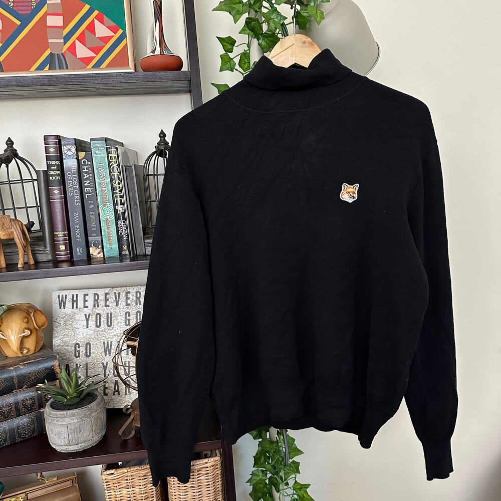 Maison Kitsune Wool Fox Head Patch Turtleneck Swe… - image 3